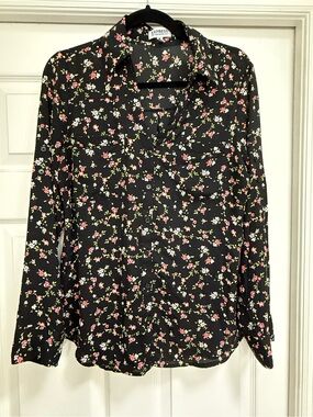 Express Black Floral Portofino Top
